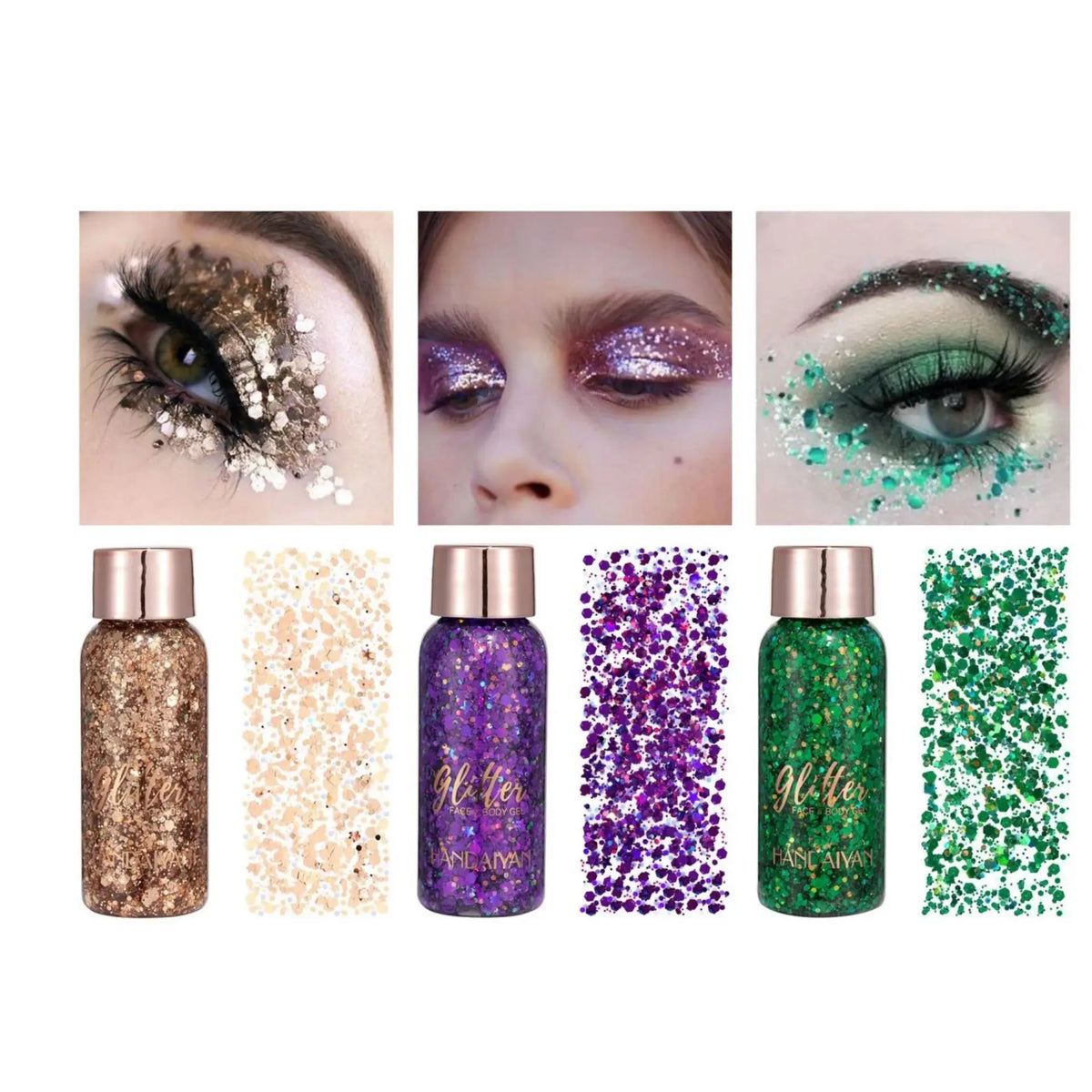 9 Shade Glitter Gel Long Wear High Pigment Sequins For Hair Eyes Face Body Nail Party Festival Makeup Art