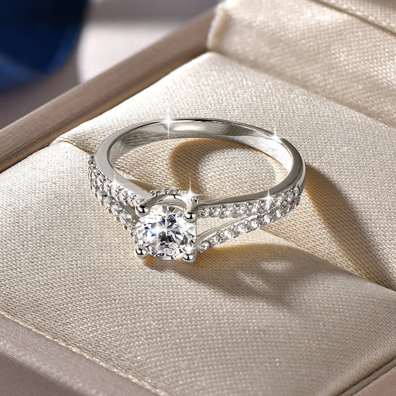 Rrjzz 14K Gold Plated 0.7CT Round Cut Cubic Zirconia Promise Eternity Engagement Weddng Ring for Women Bridal Ring Jewelry Gift