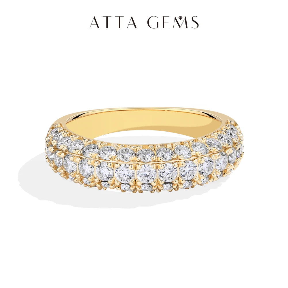 ATTAGEMS Full Lab Moissanite Diamond Rings for Women Half Wedding Band Sparkling S925 Silver Engagement Bride Fine Jewelry Gifts