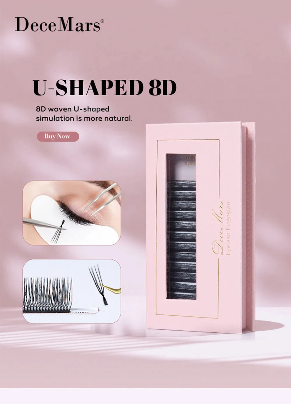 DeceMars U-Shaped 8D Eyelash Extensions (12lines/Tray)
