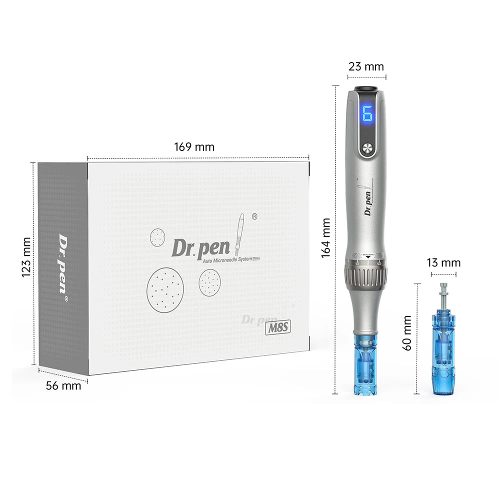 Authentic Dr. Pen M8S Microneedling Pen – 0.25mm Needles, 6 Speeds, Battery Display, Anti-Backflow Cartridges