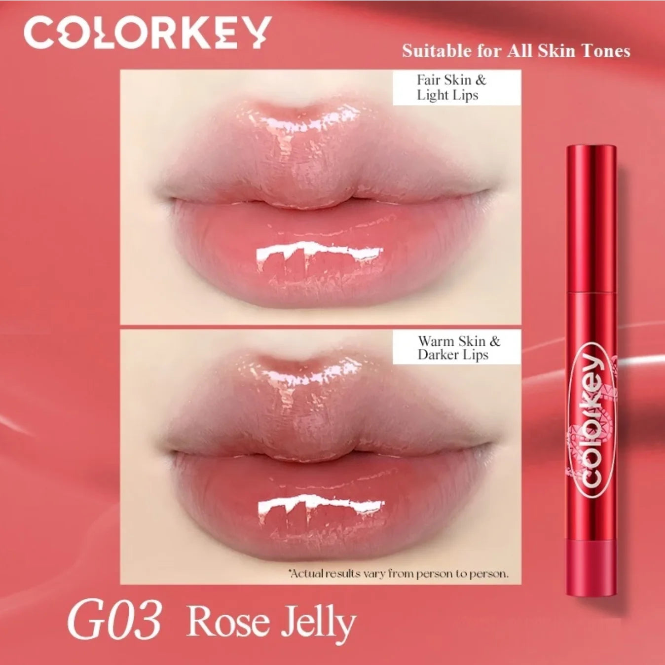 Colorkey 「Lucky Snake Series」 Dewy Shine Lip Glaze Hydrating Glossy Plump Lips High-Shine Lip Makeup 2.7g Lip Beauty Makeup