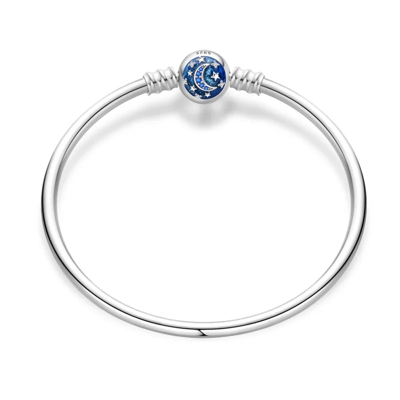 925 Sterling Silver Universe and Galaxy Bracelets For Women Fit DIY Charms Bead Fine Birthday Party Jewelry
