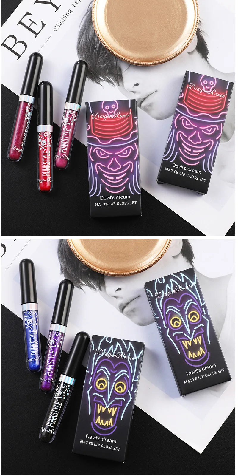 Long-Lasting Matte Lip Glaze Glitter Non-Fading Non-Stick Cup Metal Shiny Valentine's Day Gift Lip Gloss