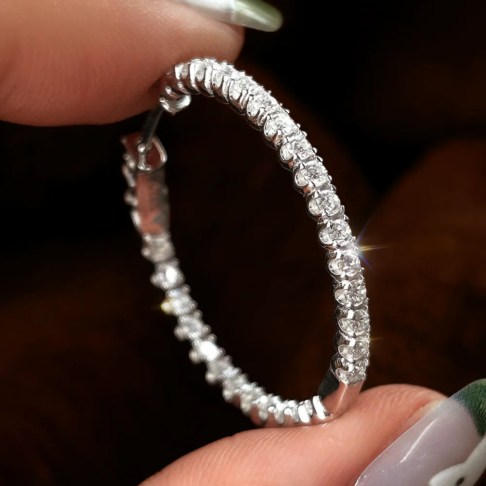 COSYA 1.8mm Full Moissanite Hoop Earrings For Women 100% S925 Silver 18K Gold Lab Diamond Earrings Wedding Fine Jewelry Gift