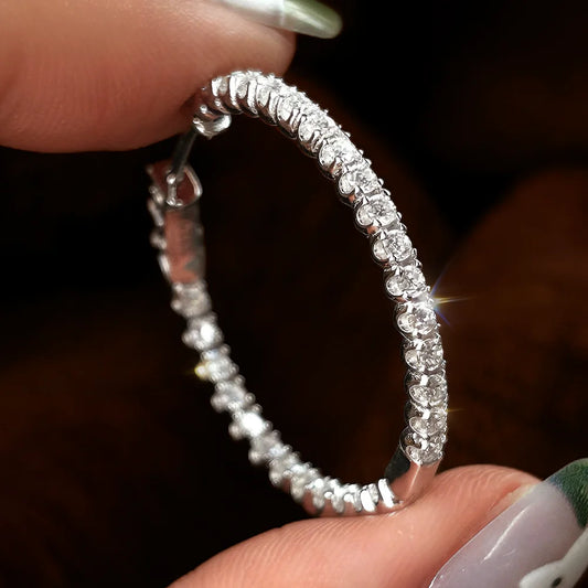 COSYA 1.8mm Full Moissanite Hoop Earrings For Women 100% S925 Silver 18K Gold Lab Diamond Earrings Wedding Fine Jewelry Gift