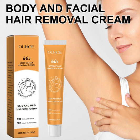 Body and Face Hair Removal Cream Gentle Smooth Skin No Irritation Non Drying Fast Hair Softening for Underarms Summer Care 20g