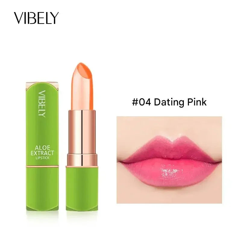 VIBELY Aloe Vera Moisturizing Lip Balm Thermochromic Jelly Lipstick Long Lasting Hydrating Lip Care Tint for Daily Use
