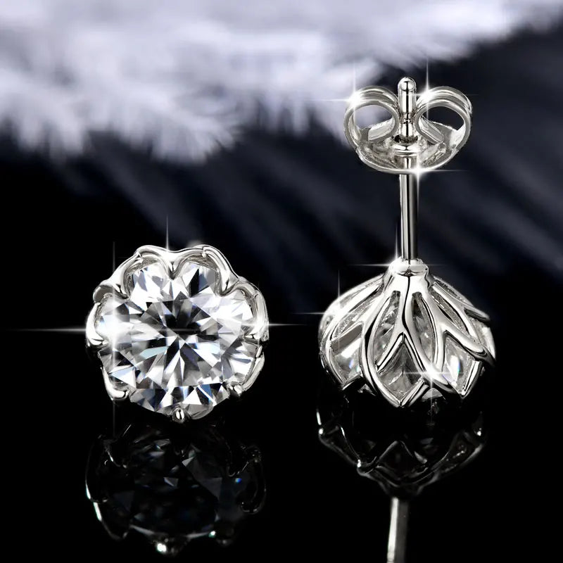 OXTAO 6mm/8mm Moissanite Flower Stud Earrings Female Jewelry 14K Gold Filled D Color Solitaire Diamond Piercing Earrings Gift
