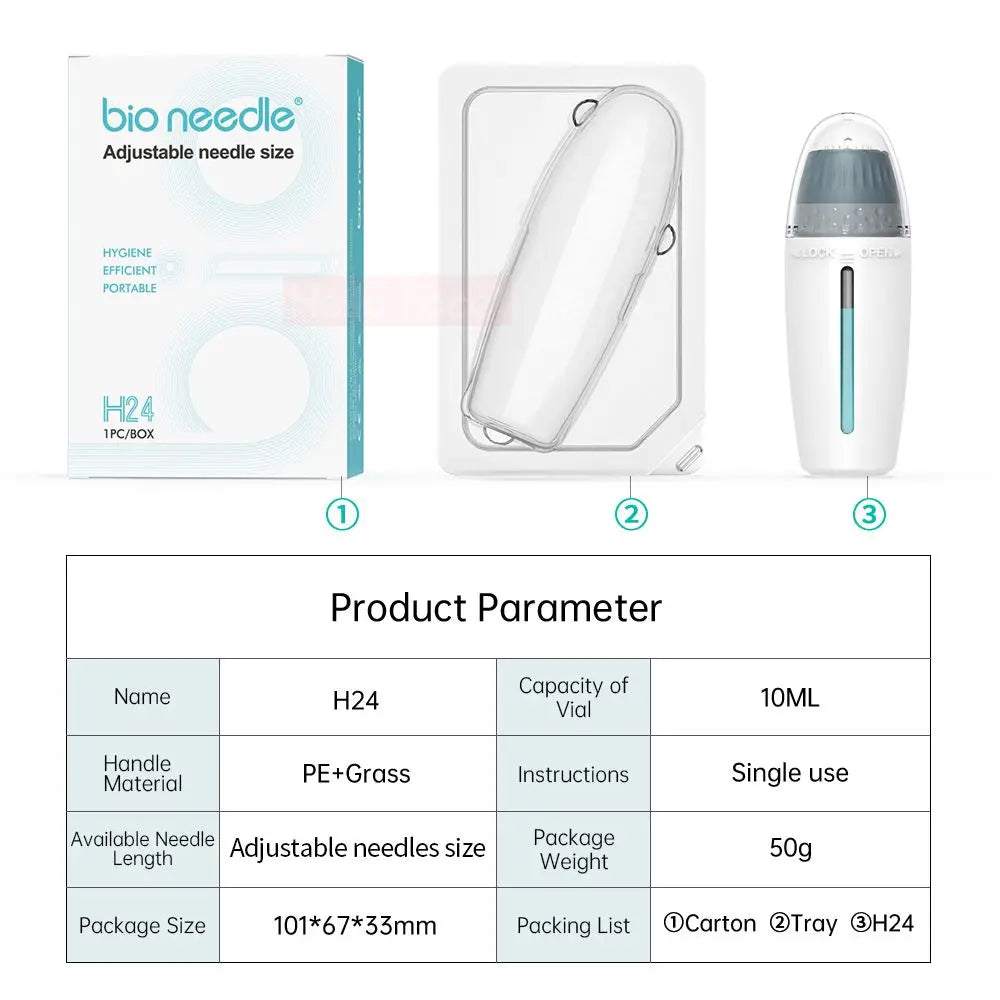 Hello Face Derma Stamp Titanium Microneedle Bio Needle H24 Hydra Needle Efficient Adjustable Needle 0.25 mm needle length