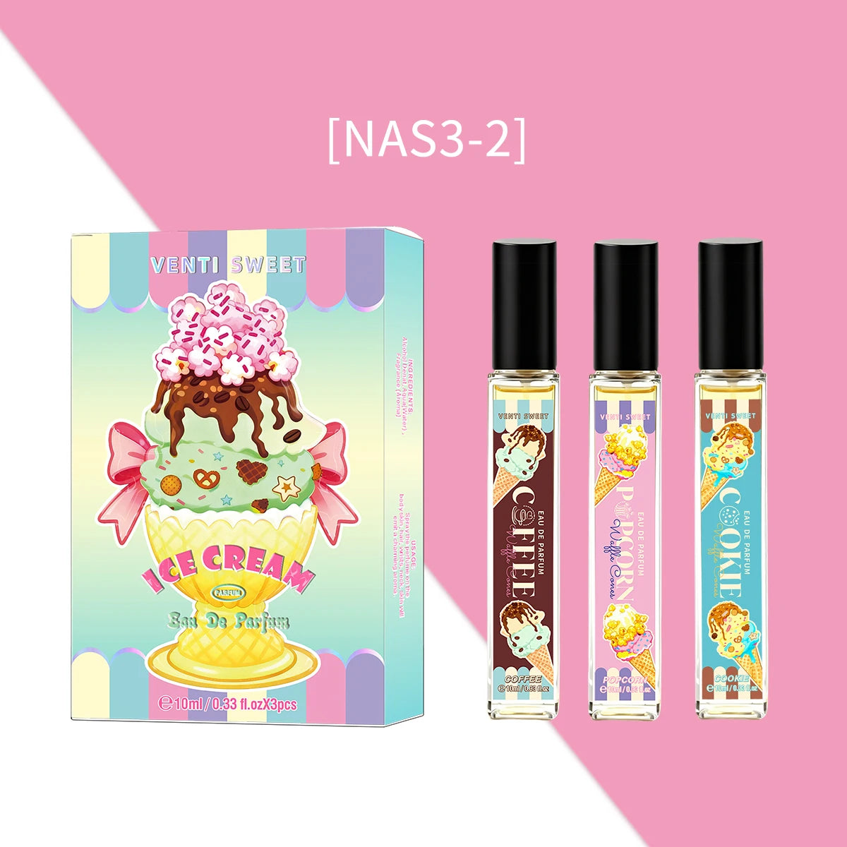 Ice Cream Perfume Gift Set Fresh Mango Coconut Scent Rich Chocolate Popcorn Eau De Toilette Lasting Sweet Women's Fragrance 10ml