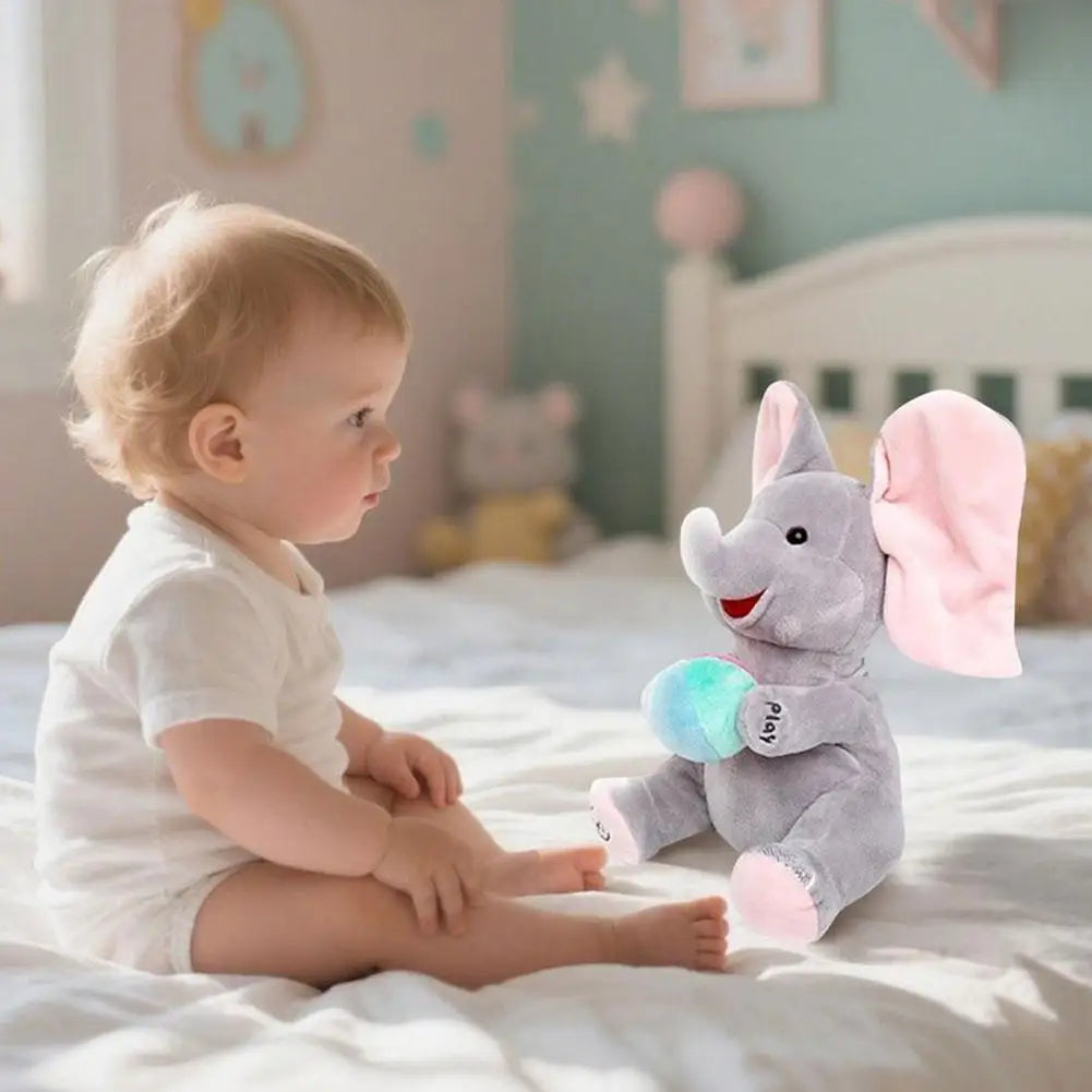 Hide-And-Seek Elephant Plush Toy Baby Interactive Singing Musical Toy For Soothing Children Head Up Training Toys Children Gift