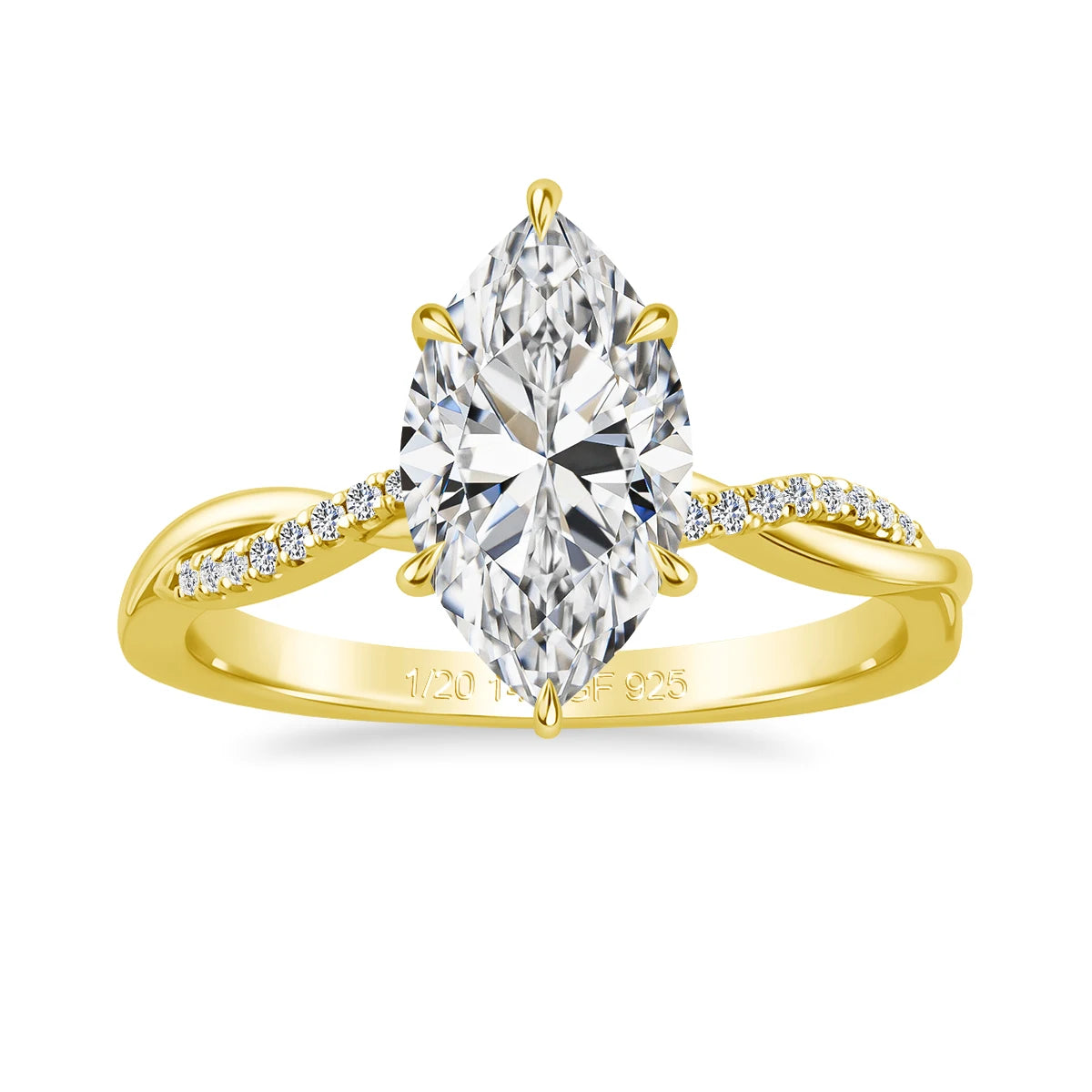 14K Gold Filled 3CT Marquise Moissanite Bride Engagement Ring Set D Color GRA Certified Gemstone Wedding Band Custom Jewelry