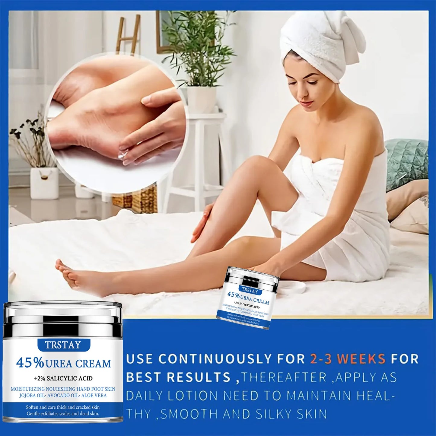 Urea Cream 45% Plus 2% Salicylic Acid, Callus Remover Foot Moisturizer Hand Foot Cream For Dry Cracked Feet from Toes to Heels E