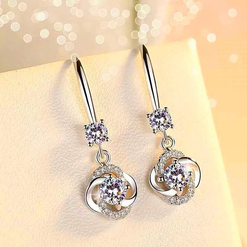 Silver 925 Jewelry Earrings Sapphire Siver Korean Ear Jewelry White/Blue/Pink Color Party Dating Gift Earrings Wholesale