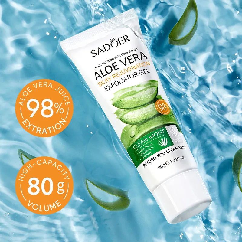 SADOER Exfoliating Aloe Vera Gel Facial Cleanser Deep Cleansing Exfoliant Gentle Moisturizing Face Exfoliation Facial Exfoliator