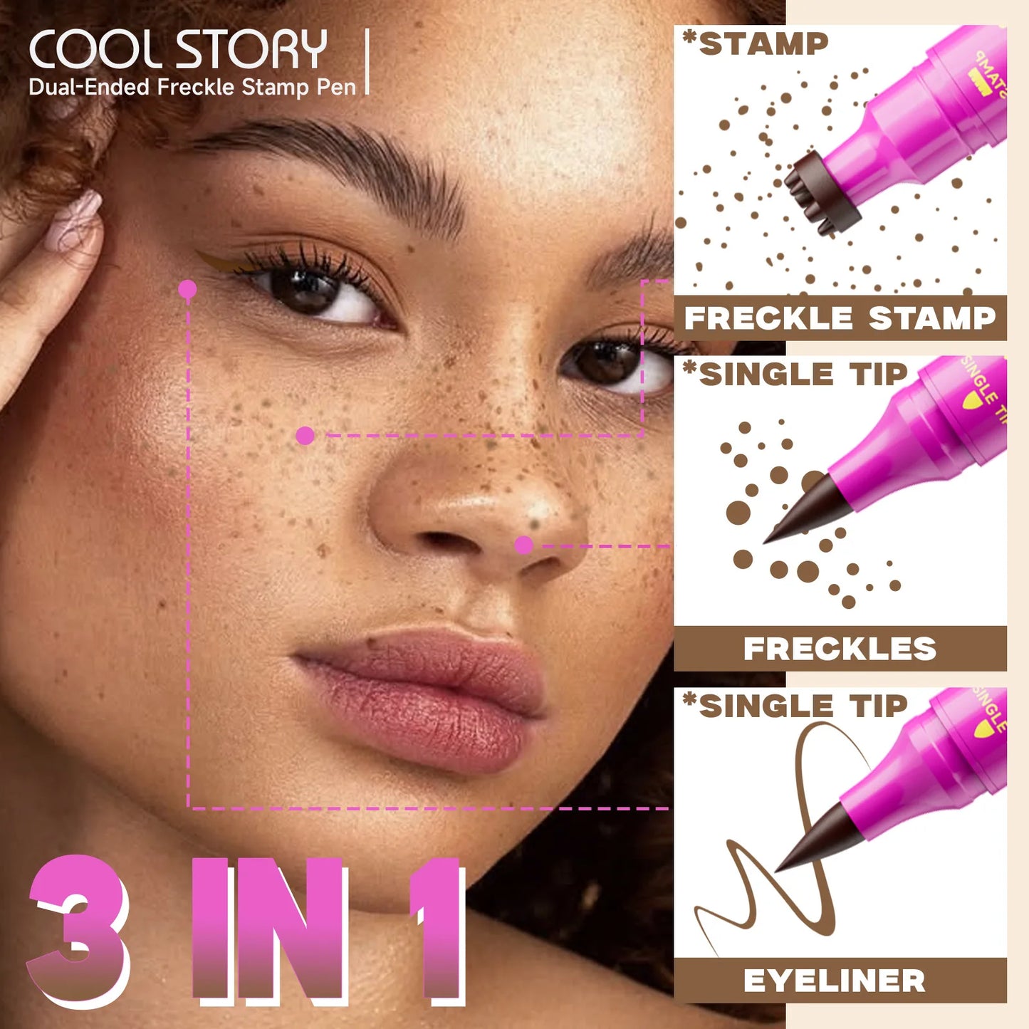 Double Eyeliner Freckles Pen All-in-One Natural Waterproof Lasting Seal Spot Pen Natural Simulation Concealer Pen Makeup Tools