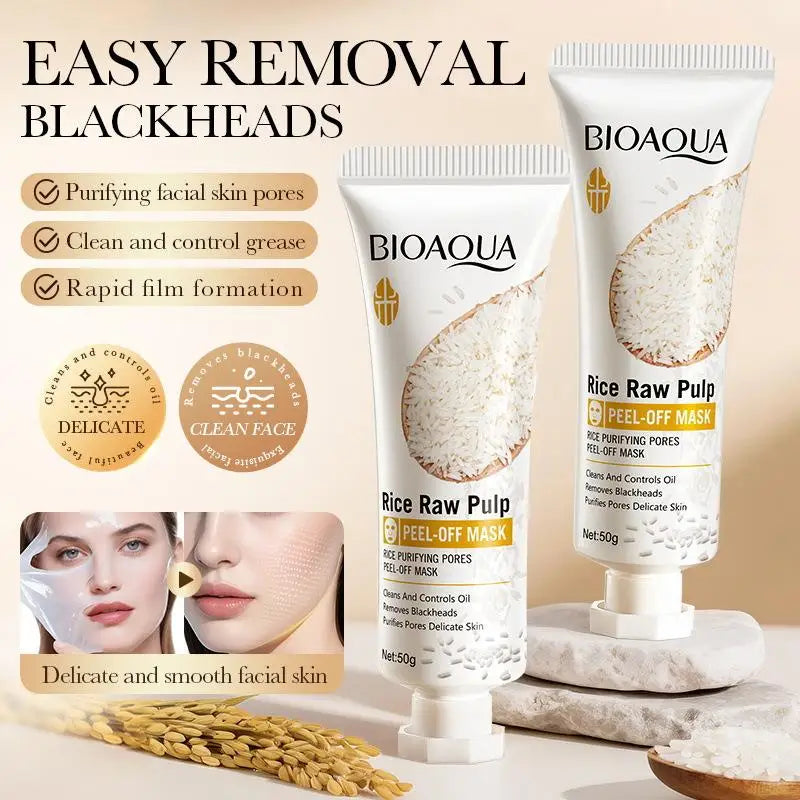 BIOAQUA Rice Raw Pulp Face Peel Off Mask Purifying Pores Clean Whitening Remove Blackheads Peeling Facial Masks Skin Care
