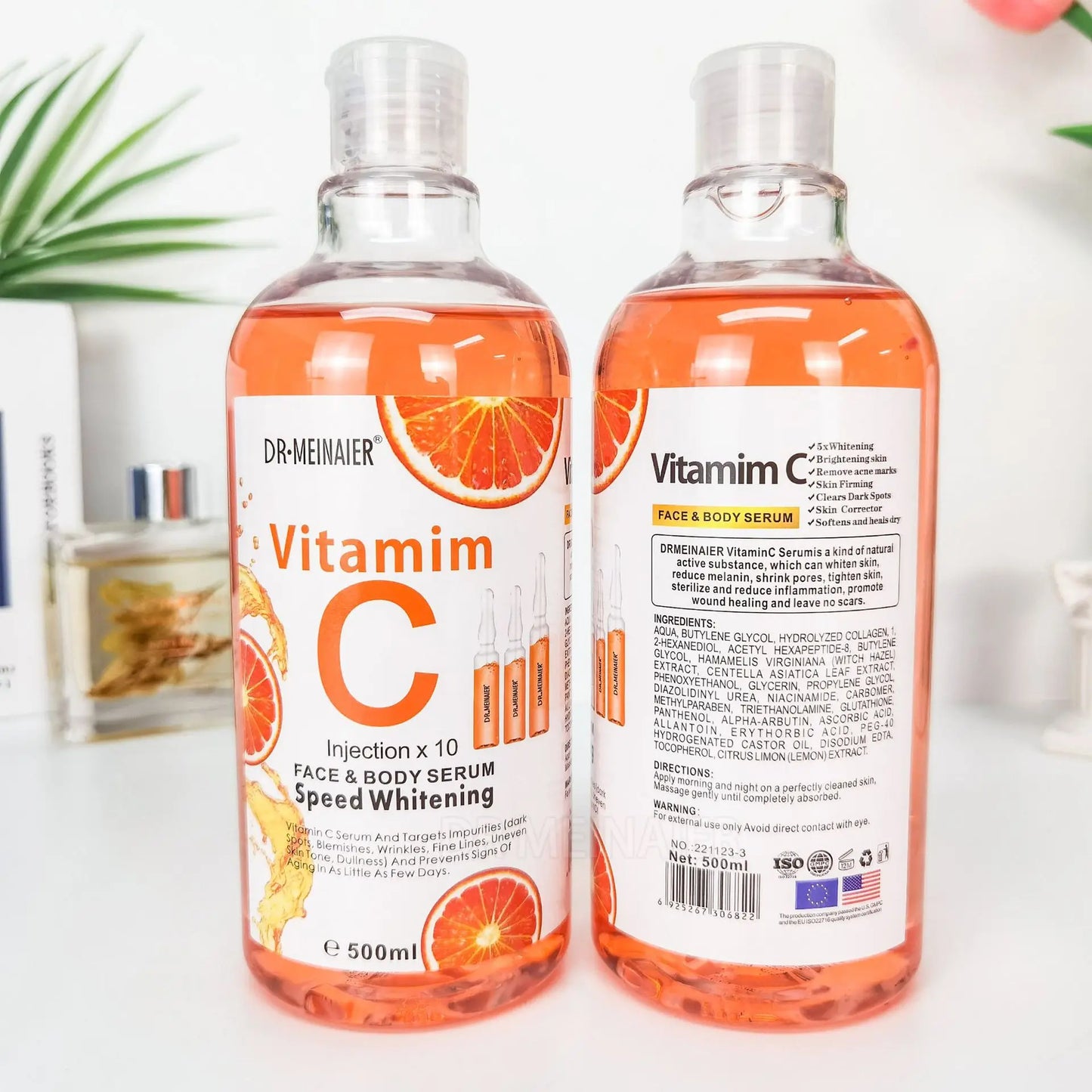 500ML Vitamin C AHA HYALURONIC& NICOTINAMIDE Face Serum Spots Eraser Corrector Whitening Moisturizing Lightening Body Cream
