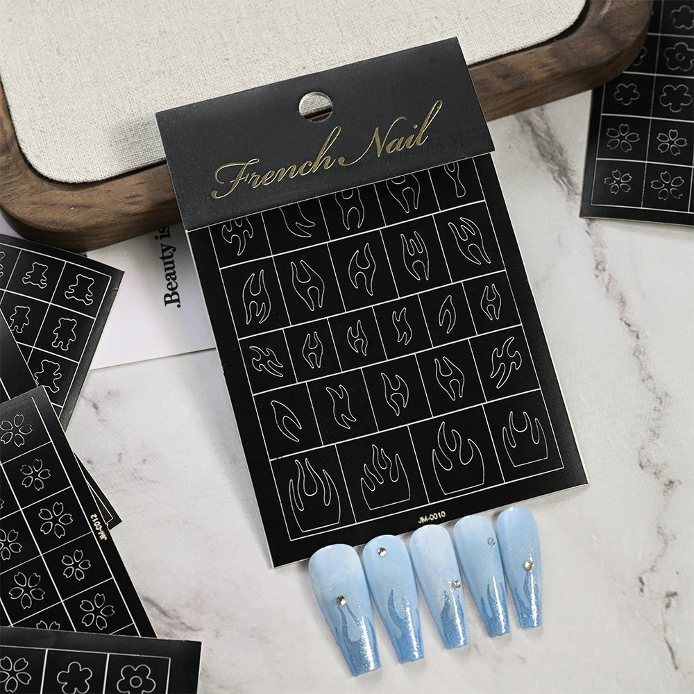 1pcs Hollow Out Butterfly Nail Art Stencils Stickers Spray Painted Design Love French Rose Template Nail Decals Auxiliary Tools