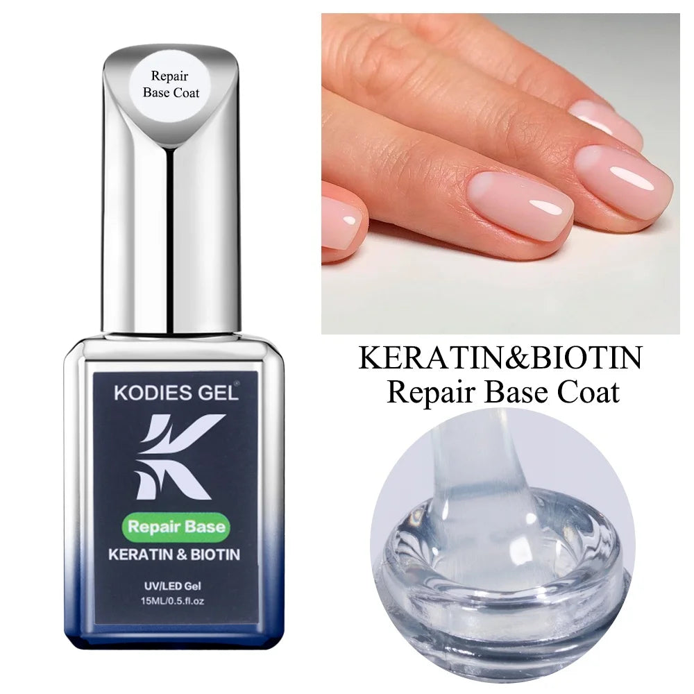 KODIES GEL Ridge Filler Rubber Base Coat Gel Nail Polish Semi Permanent UV/LED Self Leveling Nail Thickening Base Gel Varnish