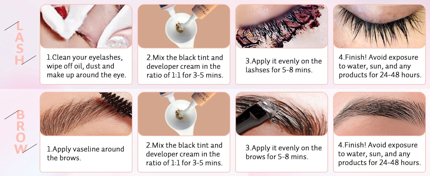 Lomans Korea Lash Color Kit Eyelash Color Set Black with Natural Effects Lasts 4 Weeks Easy to Use For Salon Lash Lift Tool