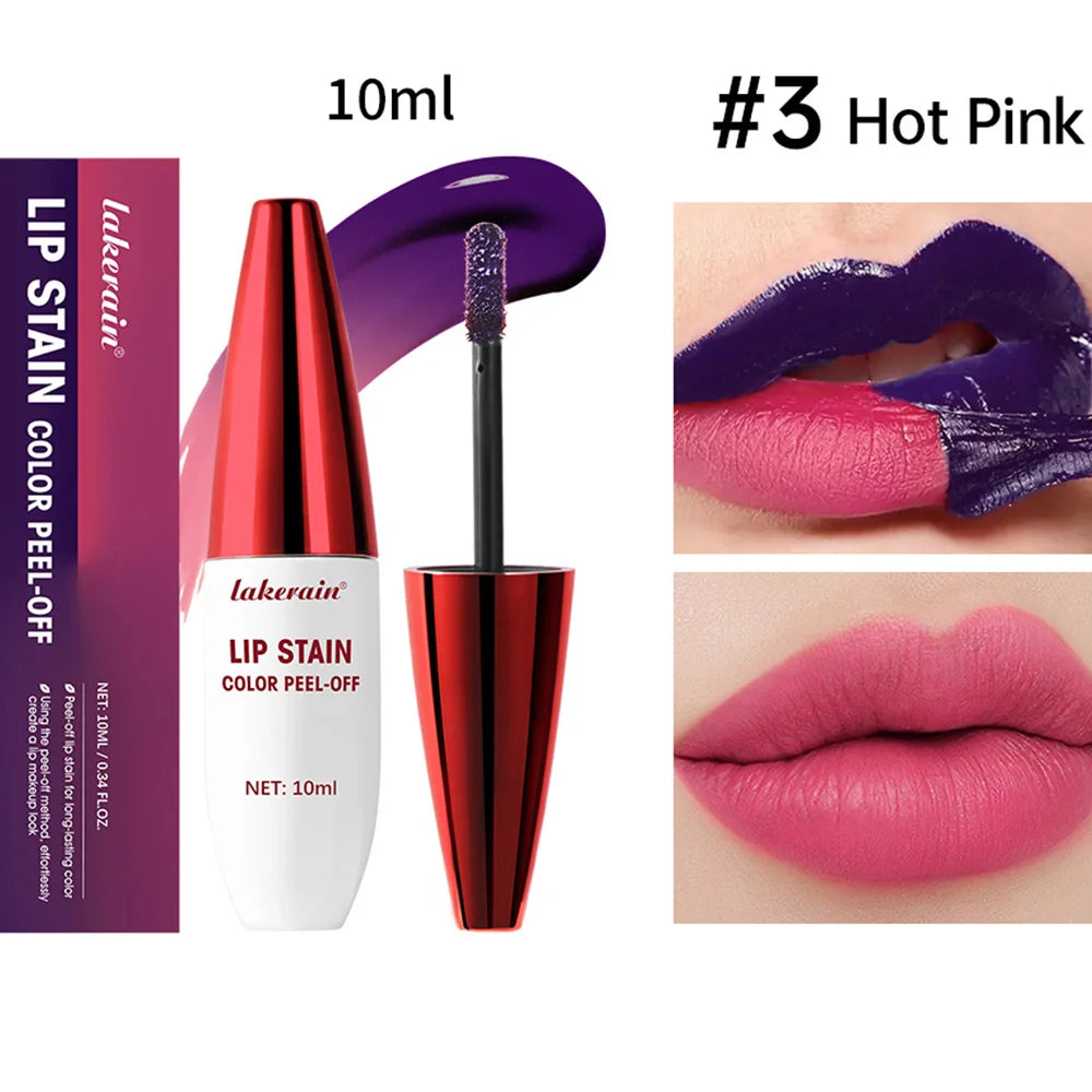 Peel Off Rose Pink Lip Gloss Matte Outline Contour Tattoo Lip Stain Waterproof Transfer Resistant Tear Off Natural Lip Tint Gift