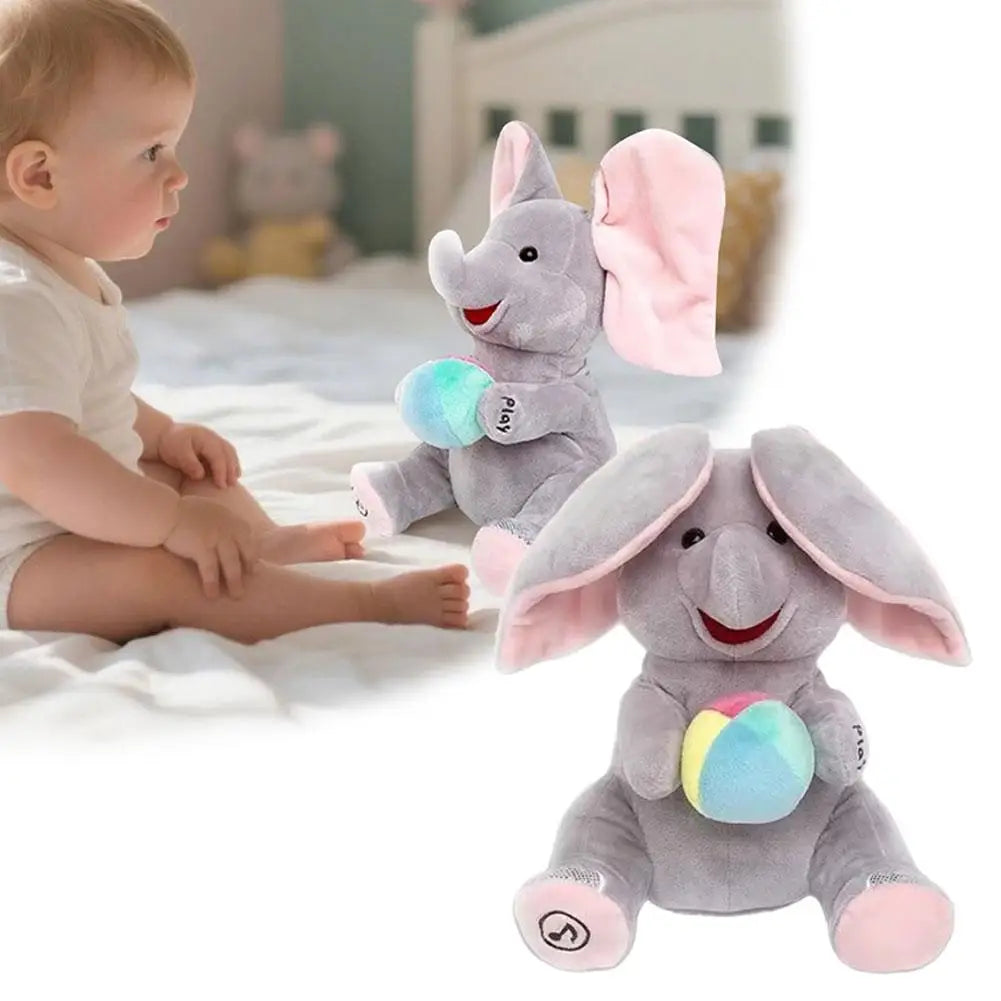 Hide-And-Seek Elephant Plush Toy Baby Interactive Singing Musical Toy For Soothing Children Head Up Training Toys Children Gift
