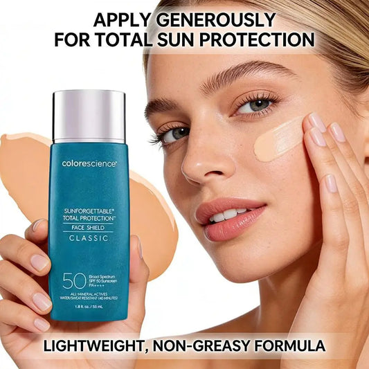 For Colorescience Sunforgettable Total Protection Face Shield Classic SPF50 Makeup Non Greasy Even Skin Tone Natural Glow Beauty