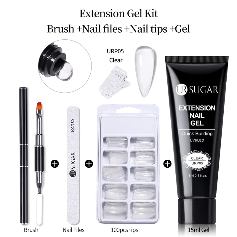UR SUGAR 15ml 4/6PCS Nail Extension Gel Kit Quick Building Hard Gel Acrylic Crystal Nude Gel Nail Polish UV Construction Gel Set