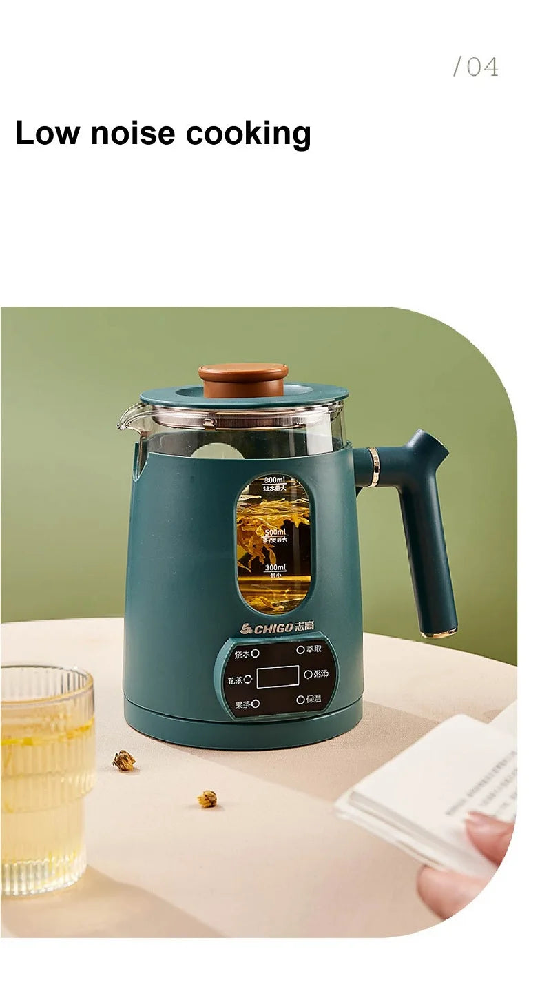 110V 220V Multifunctional Portable Tea Maker Home Health Pot Automatic Insulation Glass Steam Flower Teapot Heating Pot 800ml