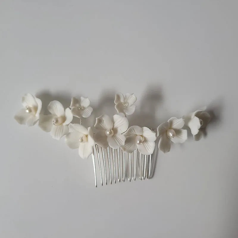 SLBRIDAL Handmade Luxury Rhinestones Freshwater Pearls Ceram Flower Bridal Tiara Wedding Bridesmaids Crown Women Hair Jewelry
