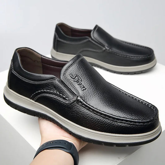 Men's Casual Loafers Fashion Handmade Leather Shoes Classic Business Dress Shoes for Men Driving Shoes Elderly Loafers Moccasins