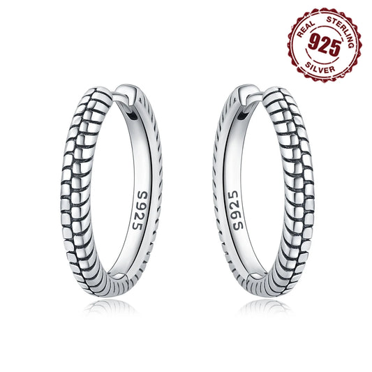 Real 925 Sterling Silver Minimally Designed Earring Jewelry Hoop Earrings For Women Jewelry Fine Birthday Party Gifts