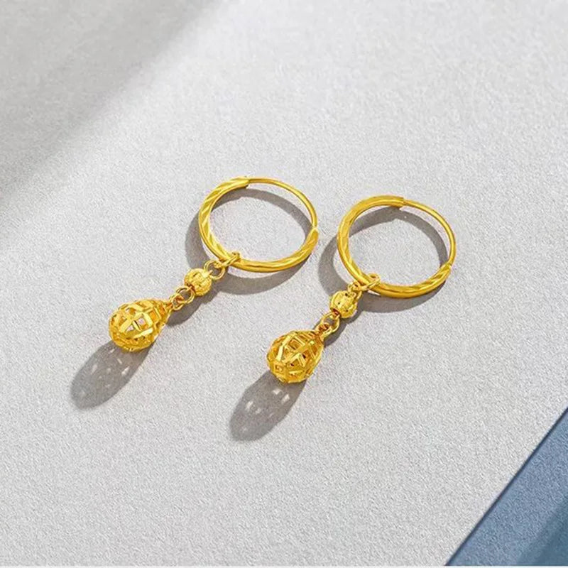 Fine Jewelry 14K Real Gold Water Drop Earrings for Women Fashion Gold Color Earrings Wedding Party Christmas Jewelry Gifts