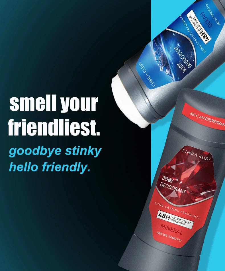 Men's Body Odor Remov Deodorant Stick Natural Remover Antiperspirant Stick Underarm Stop Sweating Care Lasting Refreshing Cream