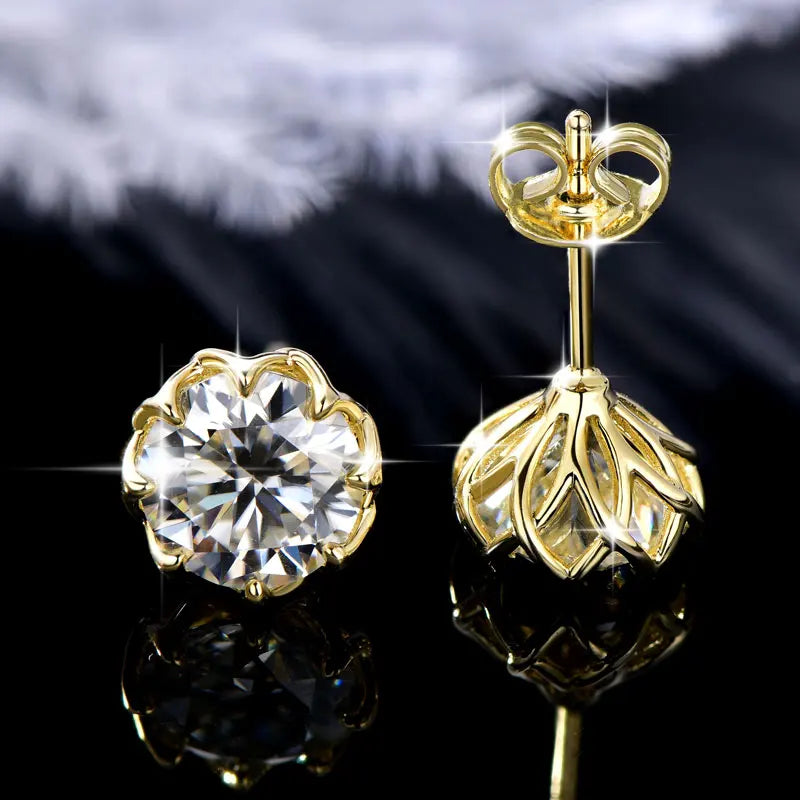 OXTAO 6mm/8mm Moissanite Flower Stud Earrings Female Jewelry 14K Gold Filled D Color Solitaire Diamond Piercing Earrings Gift