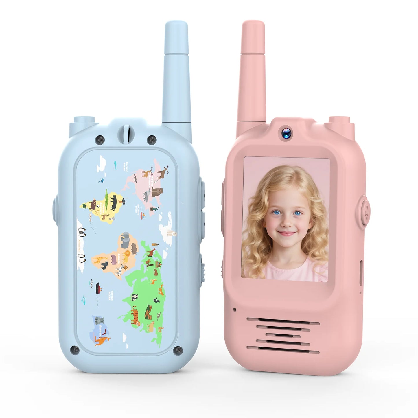 Video Walkie Talkie Kids Rechargeable 2 Pack Intercom Walkie-talkies One-Click Call Child Video Intercom Cute Map 2 Inch Screen