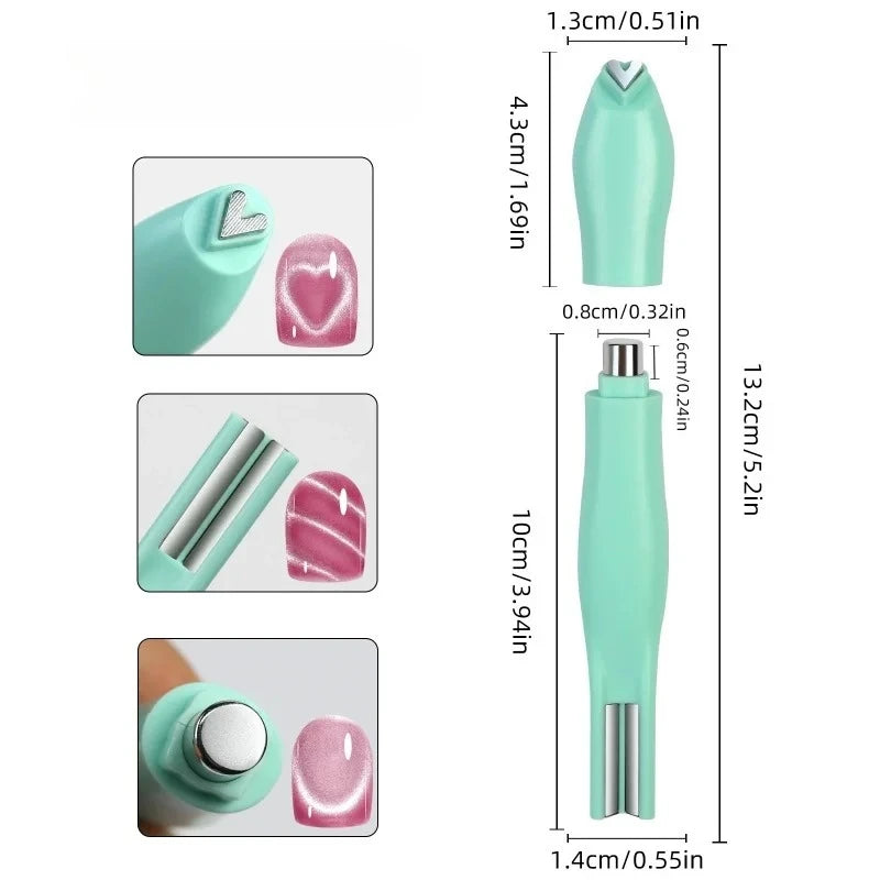 3 in 1 Cat Eye Nail Magnetic Stick Love Heart Snake Pattern French Cat Eye Nail Magnet UV Gel Polish Effect Manicure Design Tool