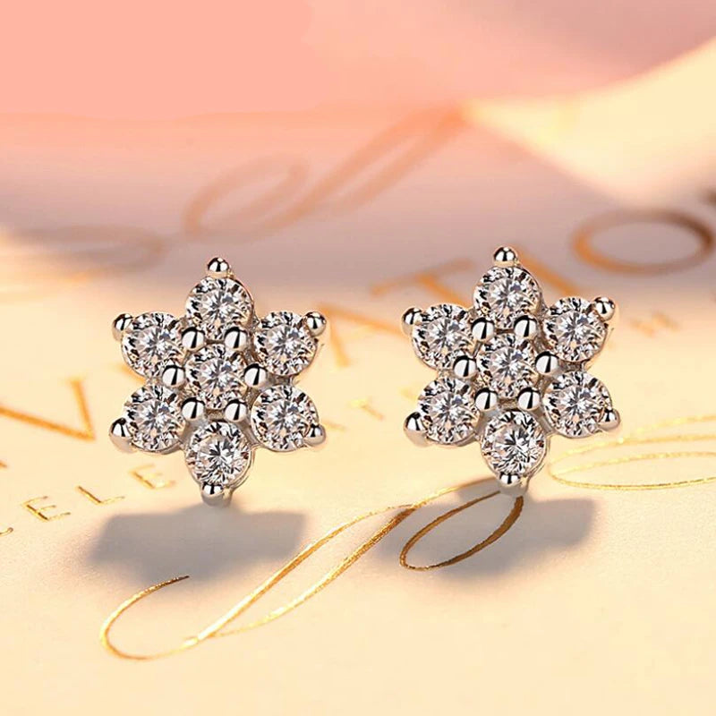 Real 2.8 Carat D Color Moissanite Flower Stud Earrings For Women Top Quality 100% 925 Sterling Silver Sparkling Wedding Jewelry
