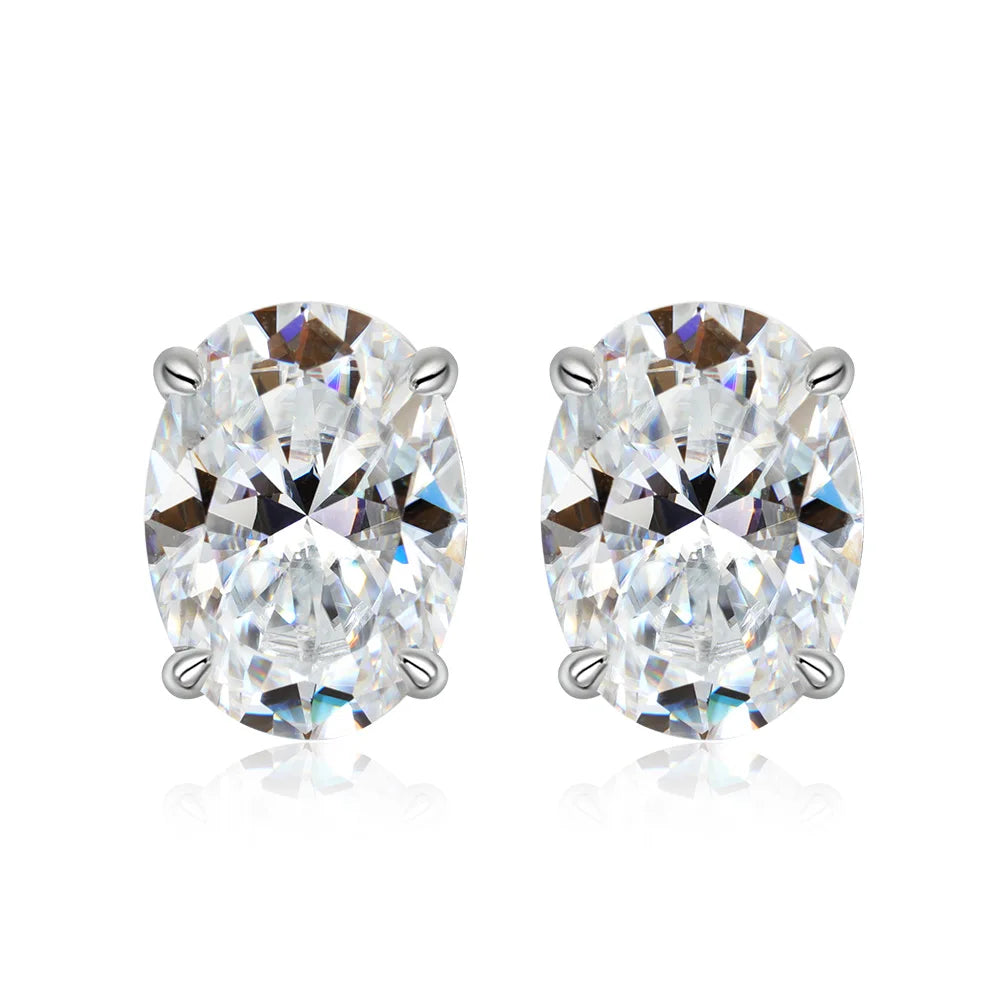 Certified 1-4CT Oval Moissanite Stud Earrings for Women 925 Sterling Silver Sparkling Gems Lab Diamond Ear Studs Wedding Jewelry
