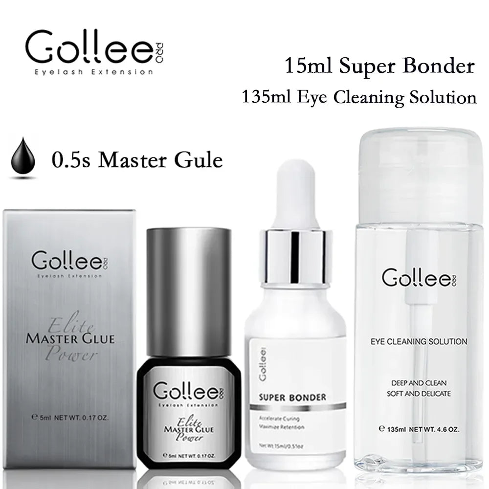 Gollee 0.5s Fast Dry Latex-free Lash Glue No Irritation Bonder Lash Extension Glue 15ml Bonder and Primer Clean Lash Supplies