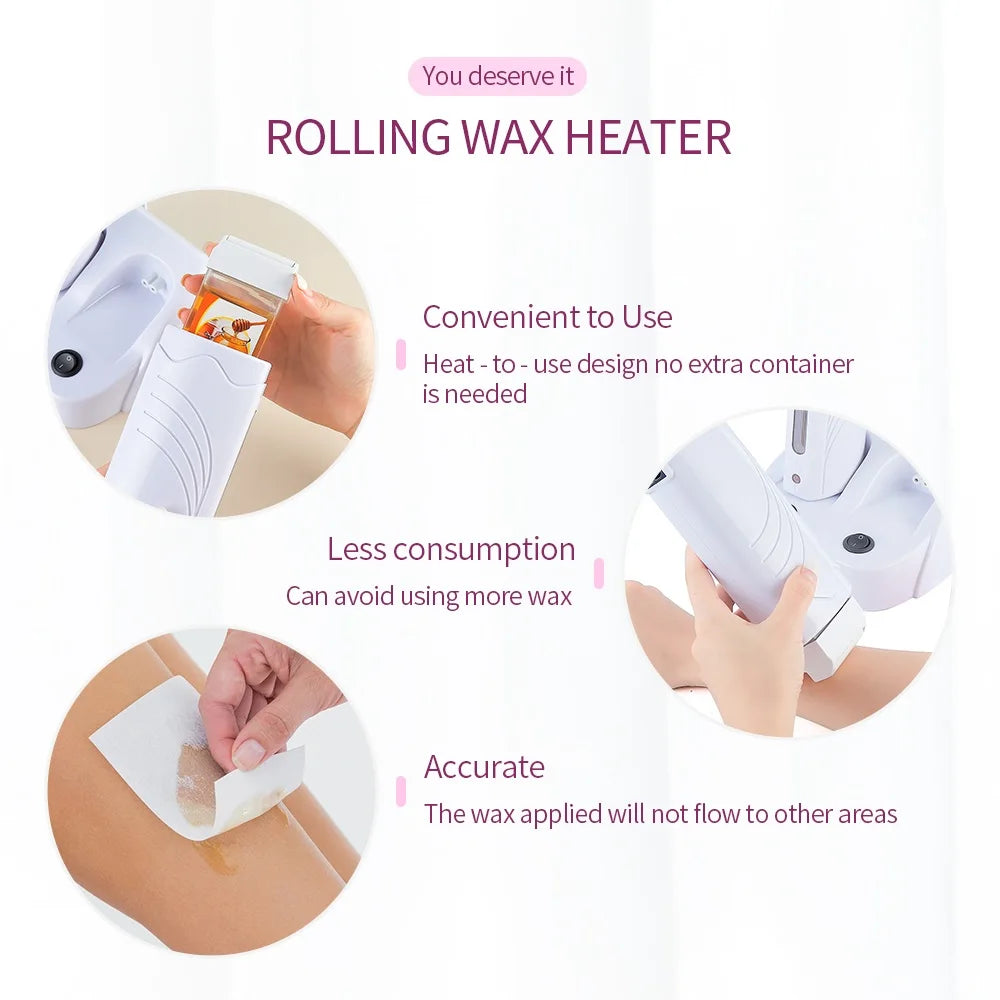 Electric Waxing Warmer Hair Removal Double Depilatory Roll On Wax Heater Portable Hot Melt Wax Heater for Men Women Home Using