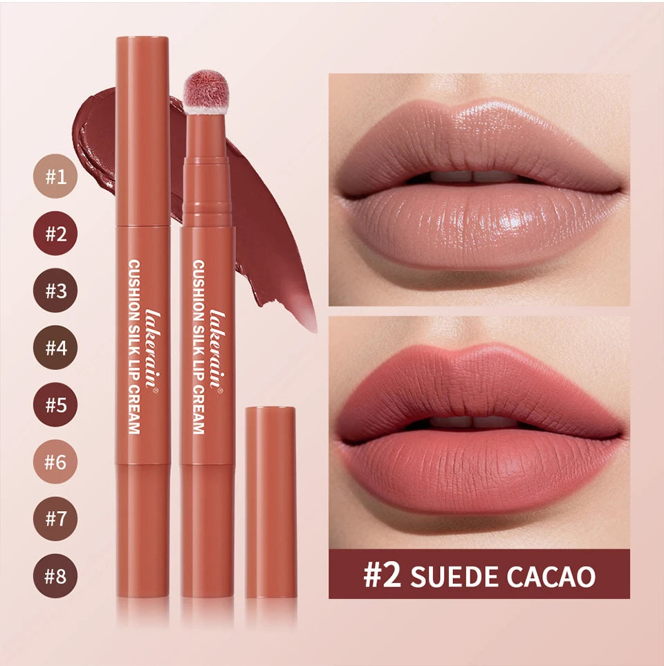 Cushion Silk Lip Cream Long Lasting Wear Waterproof Non Transfer Formula Matte Velvety Finish Lip Glaze Natural Cosmetics