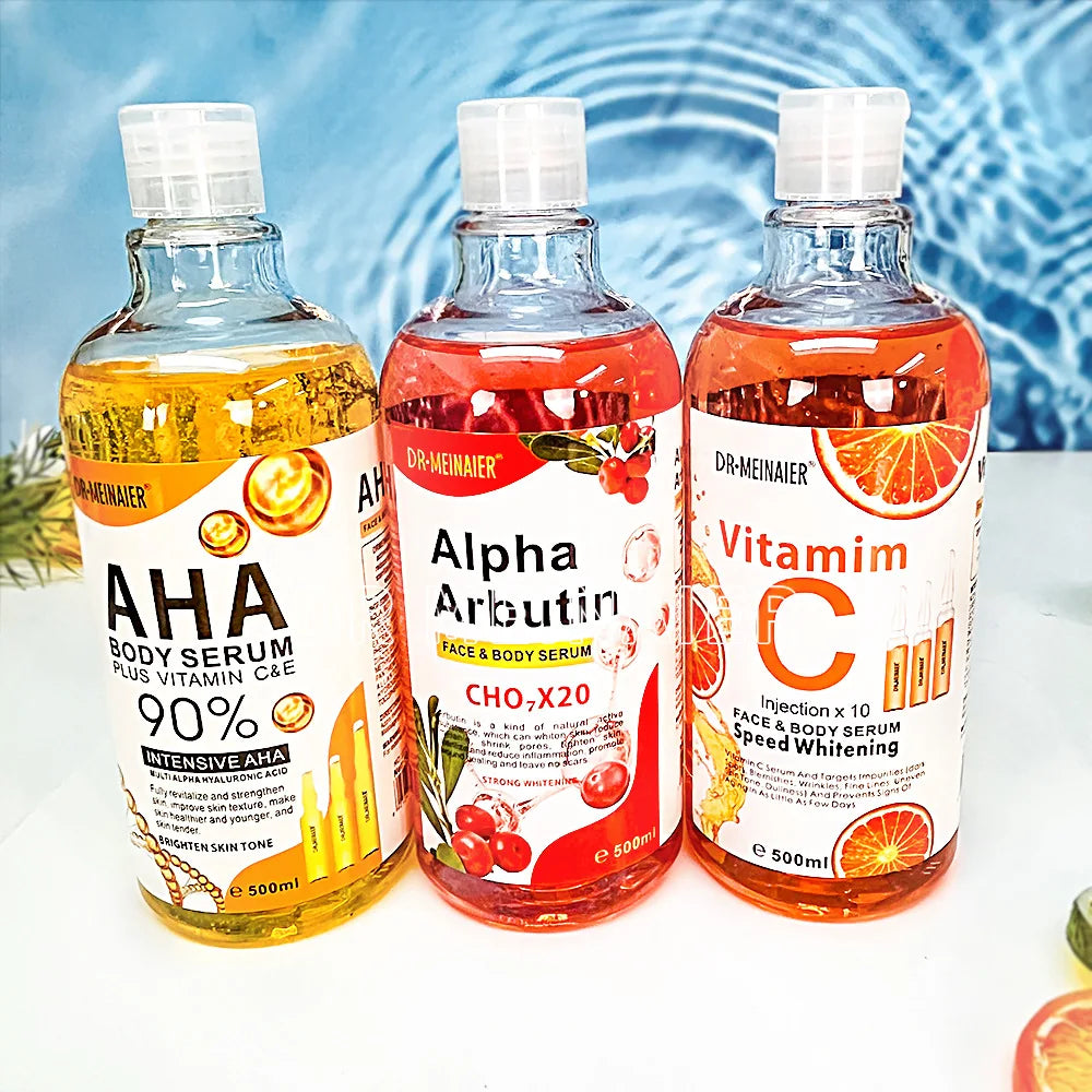 500ML Vitamin C AHA HYALURONIC& NICOTINAMIDE Face Serum Spots Eraser Corrector Whitening Moisturizing Lightening Body Cream