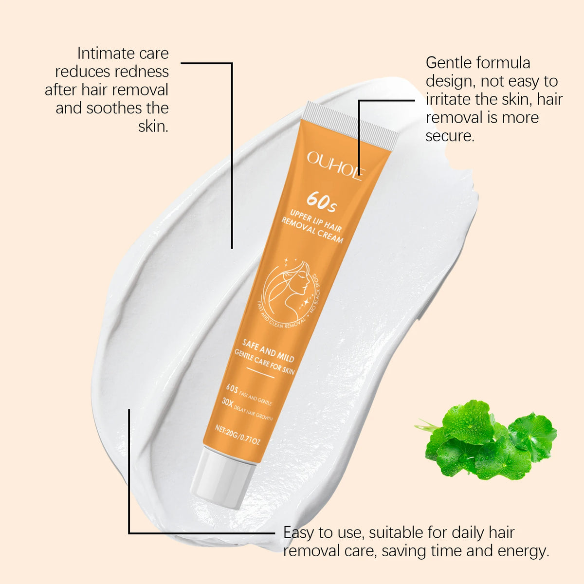 Centella Asiatica Hair Removal Cream Gentle Vaseline Painless Health Hair Remover Growth Inhibitor For Body Lip Armpits Leg Care