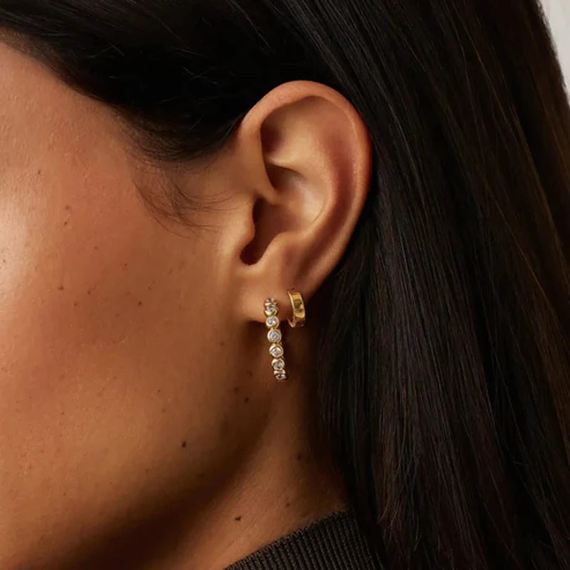 Lnkry Test Passed 2.5mm Moissanite Bubble Stye Hoop Earring For Women 14k Gold Filled Round Circel Earrings Jewelry Gift