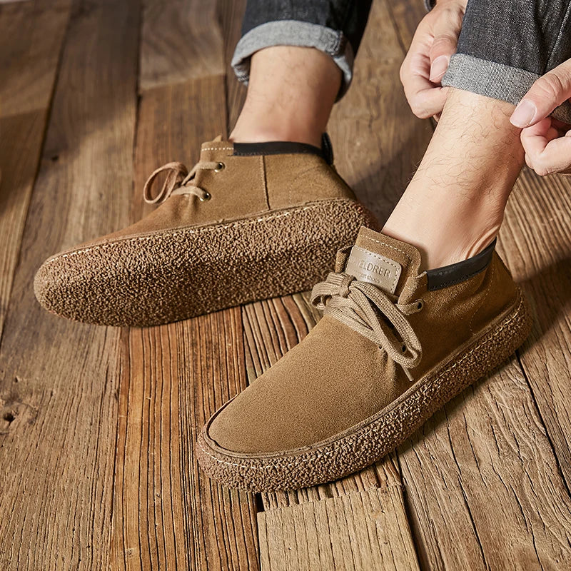 Genuine Leather Soft Sole Mens Casual Shoes Outdoor Breathable Suede Work Shoes High Quality Hiking Sneakers Walking Ankle Boots