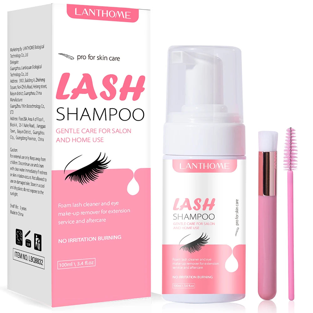 50ML Eyelash Extension Cleanser Shampoo Kit Mousse Fast Makeup Glue Removal Foam Set For Women Deeply Cleaning With Brush