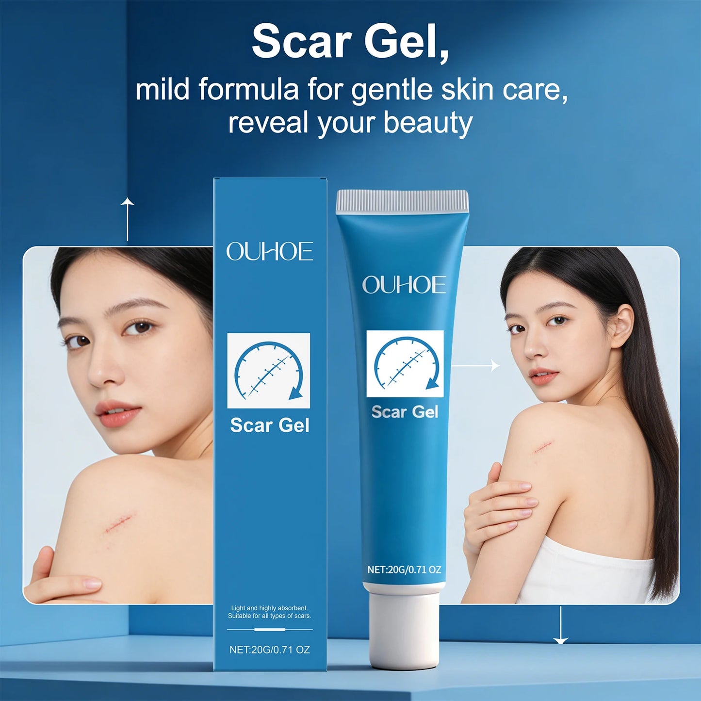 Ouhoe Scar Gel Scar Repair Cream Fade-Out Scald Scar Skin Wound Cream Stretch Marks Acne Marks Repair Gel Skin Care Products